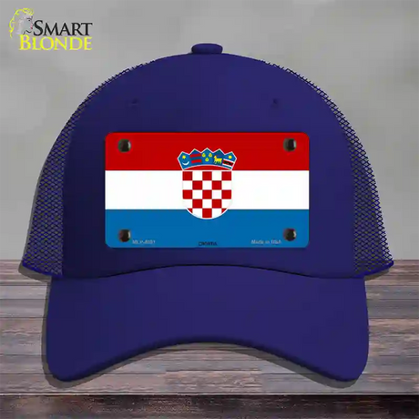 Croatia Flag Novelty License Plate Hat Mesh / Royal Blue