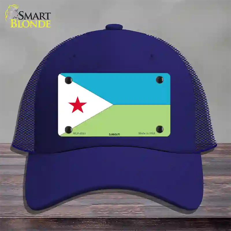 Djibouti Flag Novelty License Plate Hat Mesh / Royal Blue