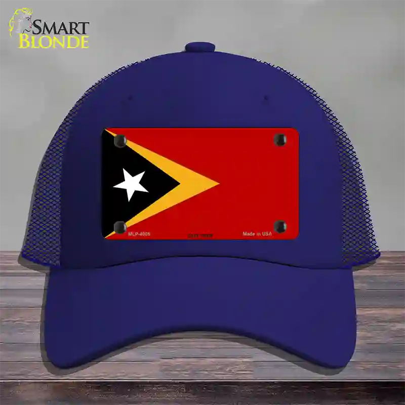 East Timor Flag Novelty License Plate Hat Mesh / Royal Blue