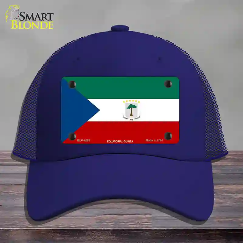 Equatorial Guinea Flag Novelty License Plate Hat Mesh / Royal Blue