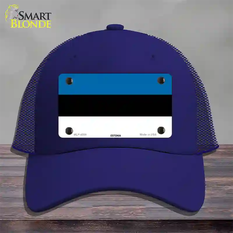 Estonia Flag Novelty License Plate Hat Mesh / Royal Blue