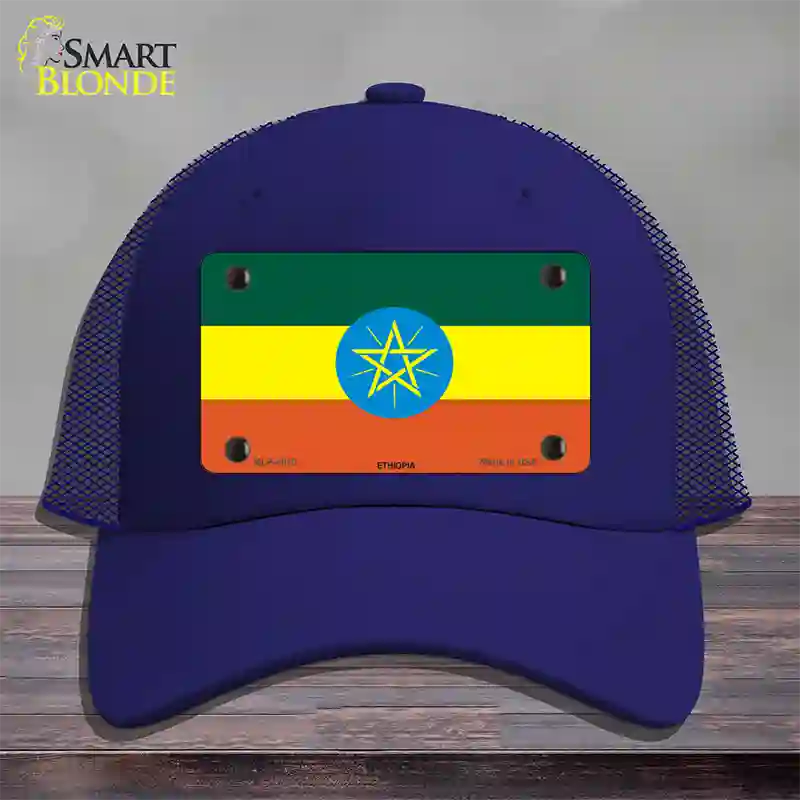 Ethiopia Flag Novelty License Plate Hat Mesh / Royal Blue