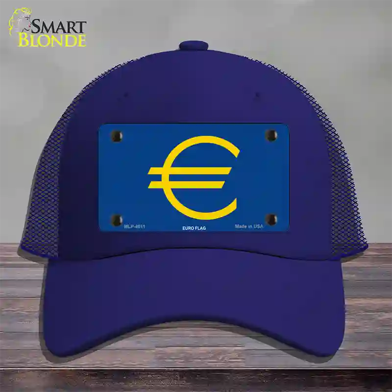 Euro Flag Novelty License Plate Hat Mesh / Royal Blue