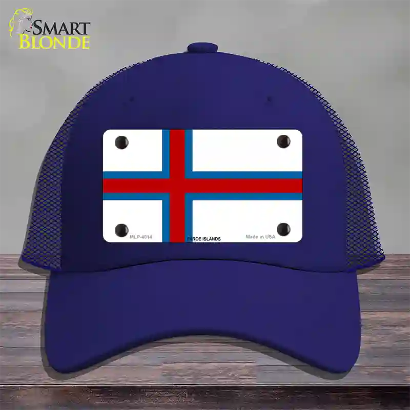 Faroe Islands Flag Novelty License Plate Hat Mesh / Royal Blue