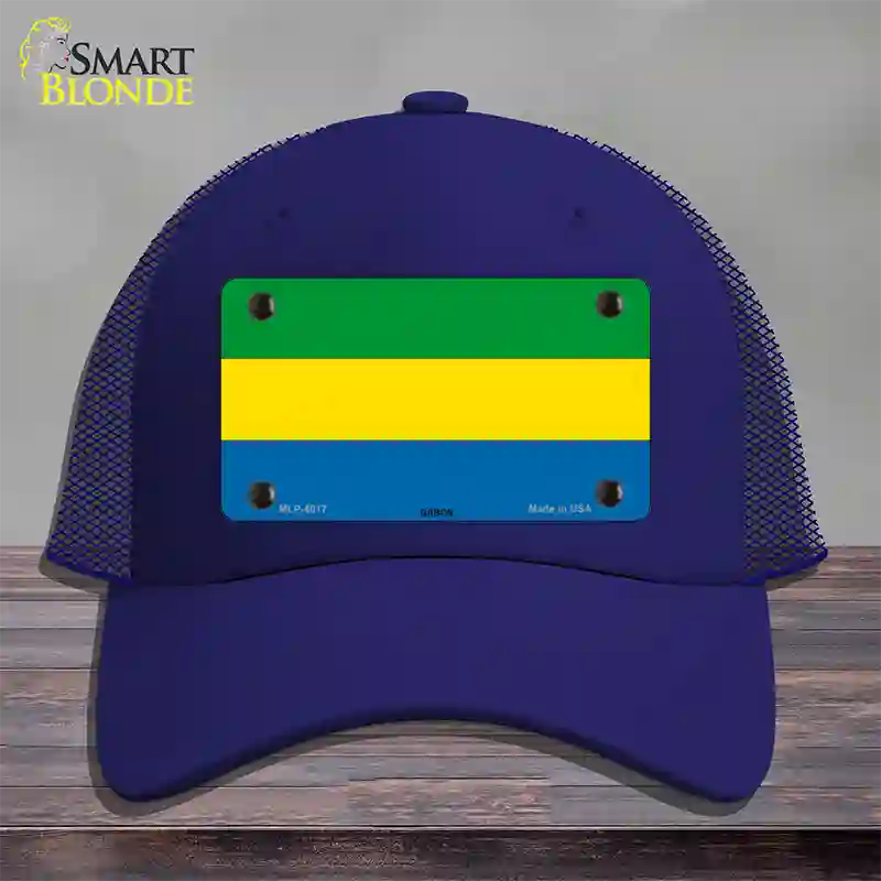 Gabon Flag Novelty License Plate Hat Mesh / Royal Blue