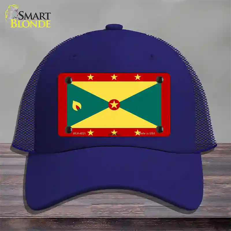 Grenada Flag Novelty License Plate Hat Mesh / Royal Blue