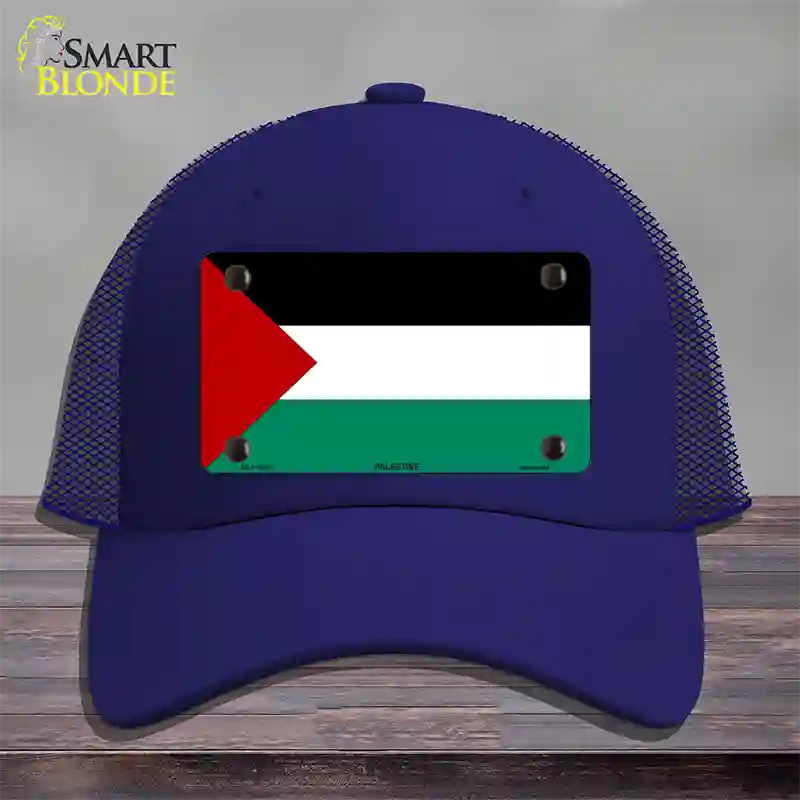 Palestine Country Flag Novelty License Plate Hat Mesh / Royal Blue