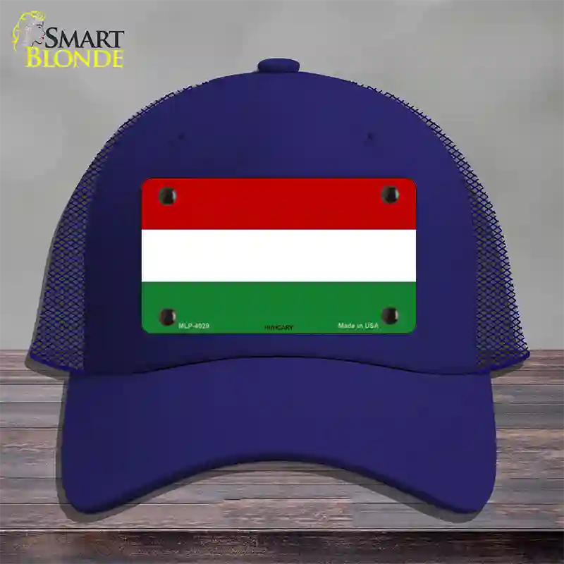 Hungary Flag Novelty License Plate Hat Mesh / Royal Blue