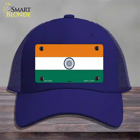 India Flag Novelty License Plate Hat Mesh / Royal Blue