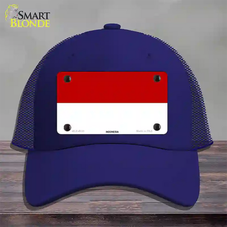 Indonesia Flag Novelty License Plate Hat Mesh / Royal Blue