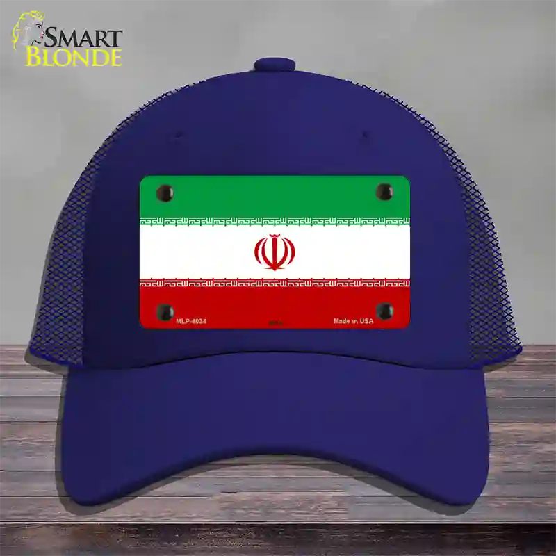 Iran Flag Novelty License Plate Hat Mesh / Royal Blue