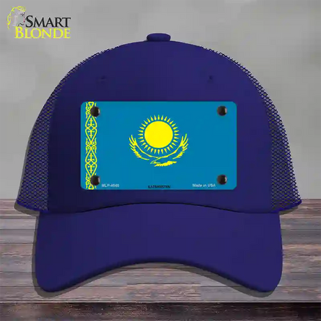 Kazakhstan Flag Novelty License Plate Hat Mesh / Royal Blue