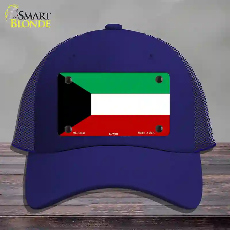 Kuwait Flag Novelty License Plate Hat Mesh / Royal Blue