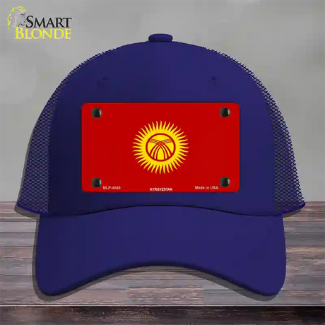 Kyrgyzsyan Flag Novelty License Plate Hat Mesh / Royal Blue