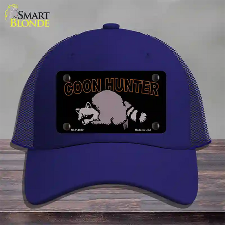 Coon Hunter Novelty License Plate Hat Mesh / Royal Blue