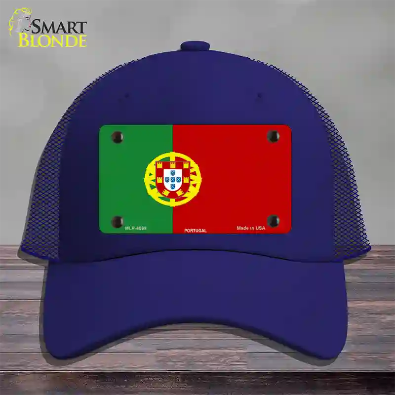 Portugal Flag Novelty License Plate Hat Mesh / Royal Blue