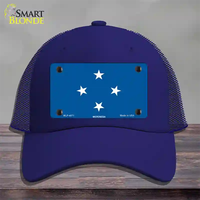 Micronesia Flag Novelty License Plate Hat Mesh / Royal Blue