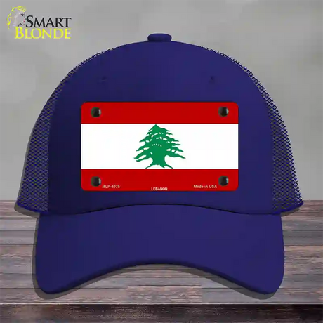 Lebanon Flag Novelty License Plate Hat Mesh / Royal Blue