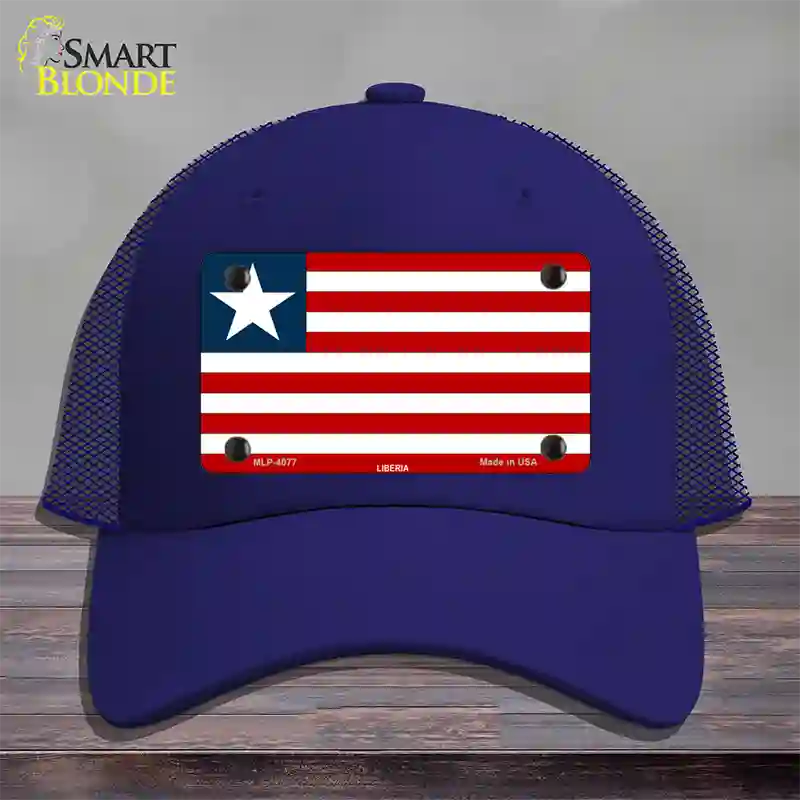 Liberia Flag Novelty License Plate Hat Mesh / Royal Blue