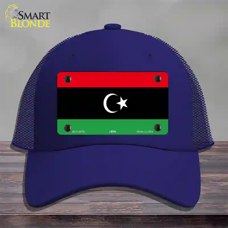 Libya Flag Novelty License Plate Hat Mesh / Royal Blue