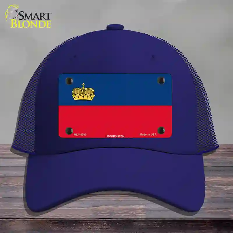 Liechtenstein Flag Novelty License Plate Hat Mesh / Royal Blue