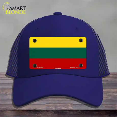 Lithuania Flag Novelty License Plate Hat Mesh / Royal Blue