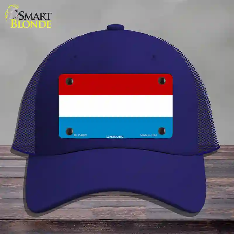 Luxembourg Flag Novelty License Plate Hat Mesh / Royal Blue