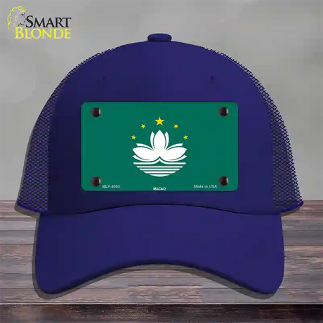 Macao Flag Novelty License Plate Hat Mesh / Royal Blue