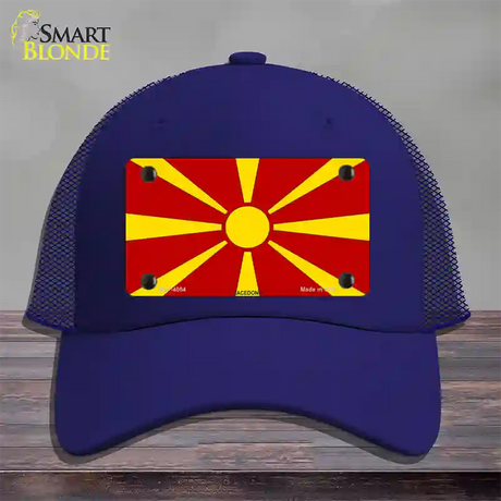 Macedonia Flag Novelty License Plate Hat Mesh / Royal Blue