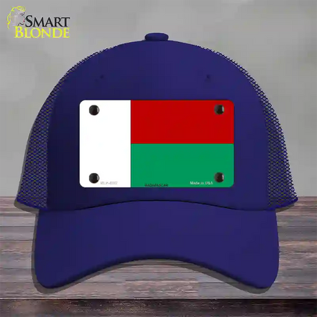 Madagascar Flag Novelty License Plate Hat Mesh / Royal Blue