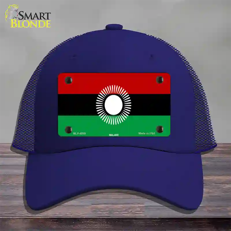 Malawi Flag Novelty License Plate Hat Mesh / Royal Blue