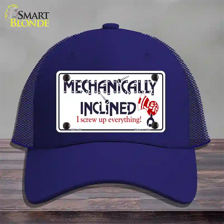 Mechanically Inclined Novelty License Plate Hat Mesh / Royal Blue