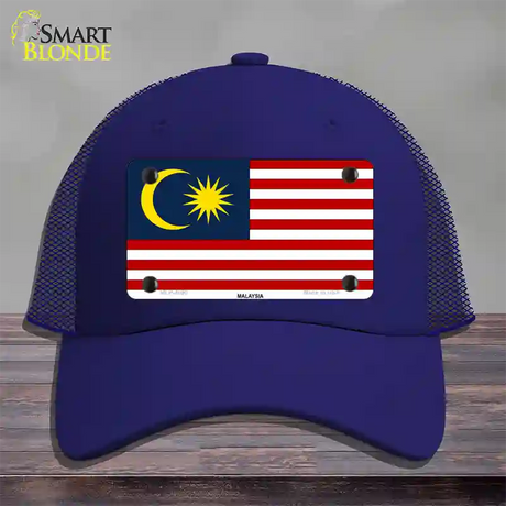 Malaysia Flag Novelty License Plate Hat Mesh / Royal Blue