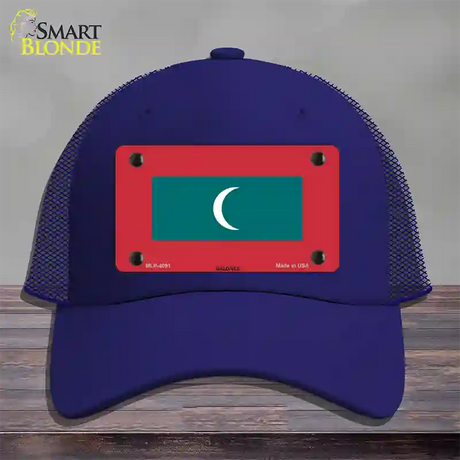 Maldives Flag Novelty License Plate Hat Mesh / Royal Blue