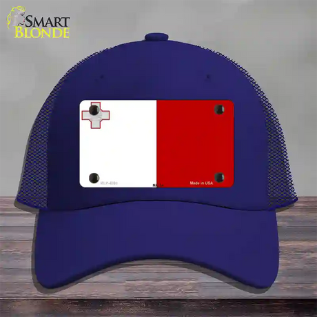 Malta Flag Novelty License Plate Hat Mesh / Royal Blue