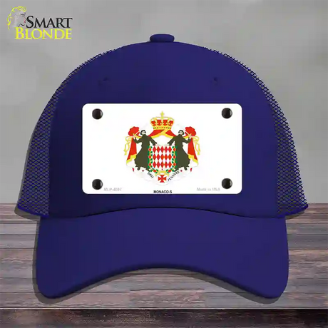 Monaco-S Flag Novelty License Plate Hat Mesh / Royal Blue