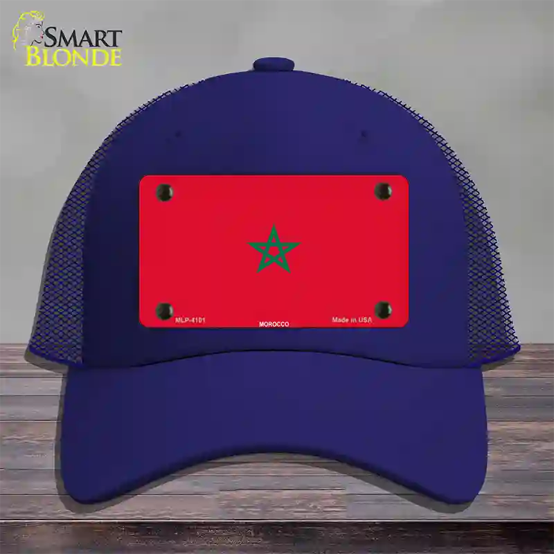 Morocco Flag Novelty License Plate Hat Mesh / Royal Blue