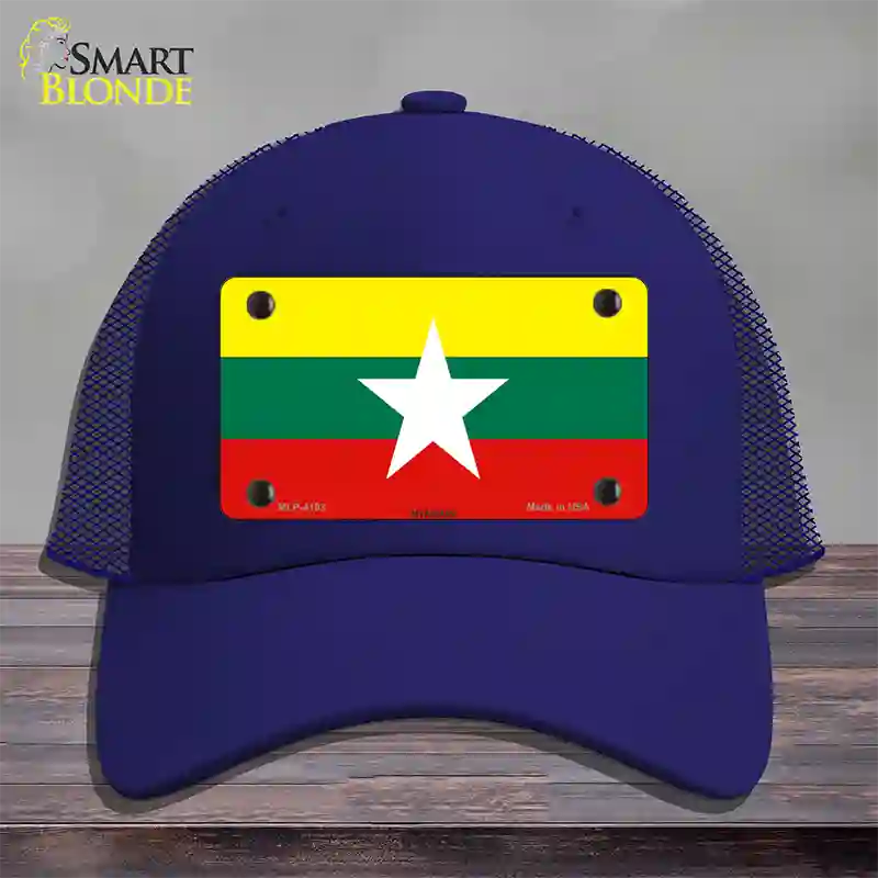 Myanmar Flag Novelty License Plate Hat Mesh / Royal Blue