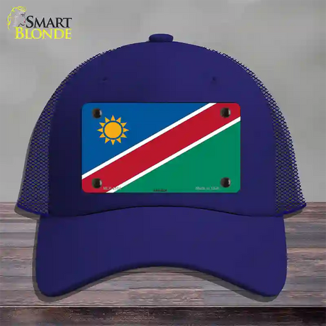 Namibia Flag Novelty License Plate Hat Mesh / Royal Blue