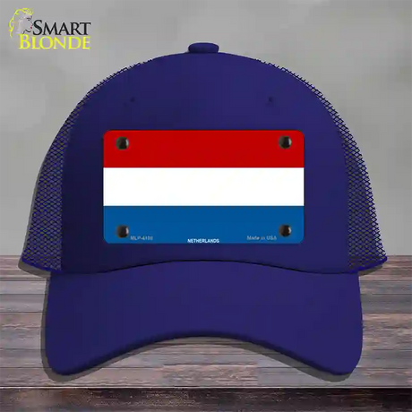 Netherlands Flag Novelty License Plate Hat Mesh / Royal Blue