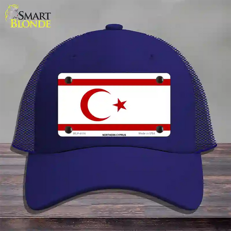 Northern Cyprus Flag Novelty License Plate Hat Mesh / Royal Blue