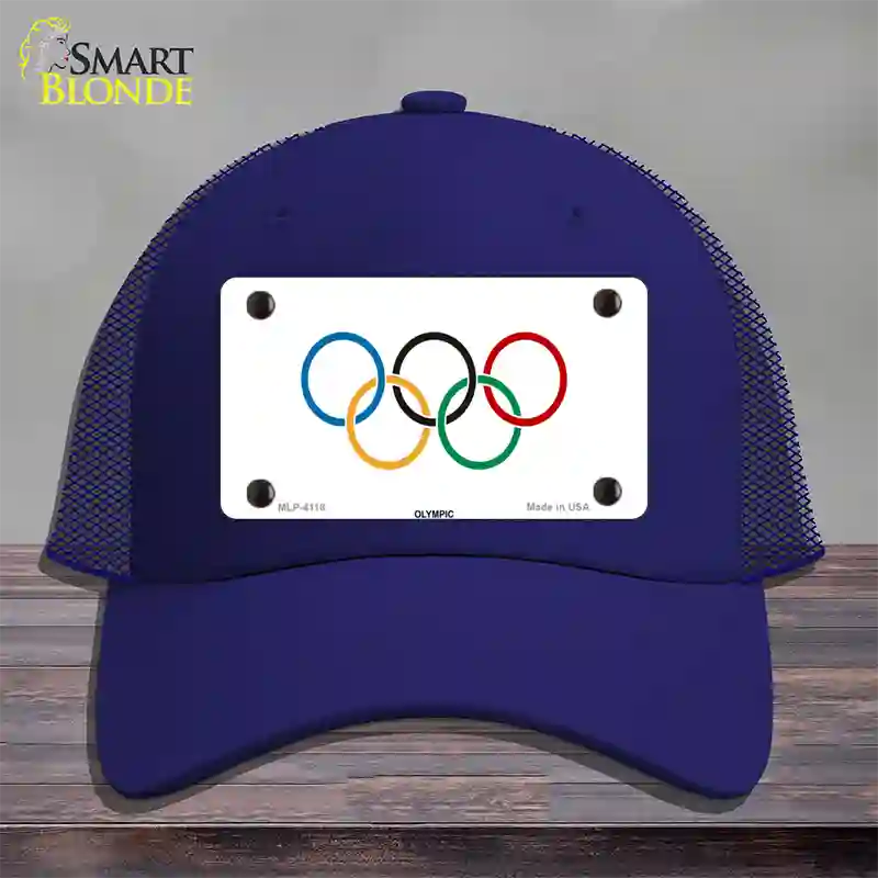 Olympic Flag Novelty License Plate Hat Mesh / Royal Blue