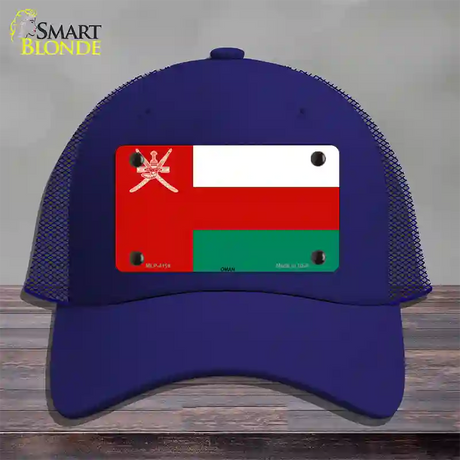 Oman Flag Novelty License Plate Hat Mesh / Royal Blue