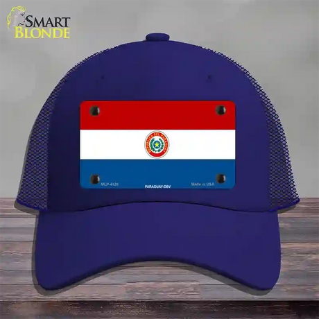 Paraguay-OBV Flag Novelty License Plate Hat Mesh / Royal Blue