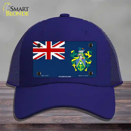 Pitcairn Islands Flag Novelty License Plate Hat Mesh / Royal Blue