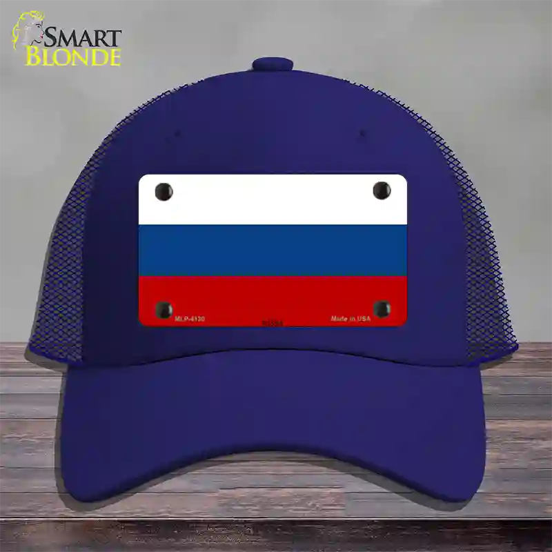 Russia Flag Novelty License Plate Hat Mesh / Royal Blue