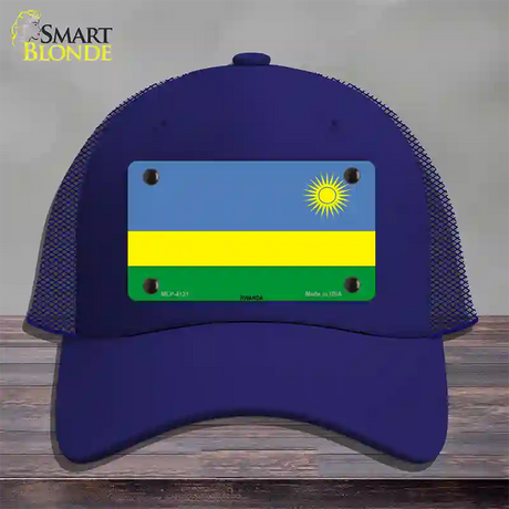 Rwanda Flag Novelty License Plate Hat Mesh / Royal Blue