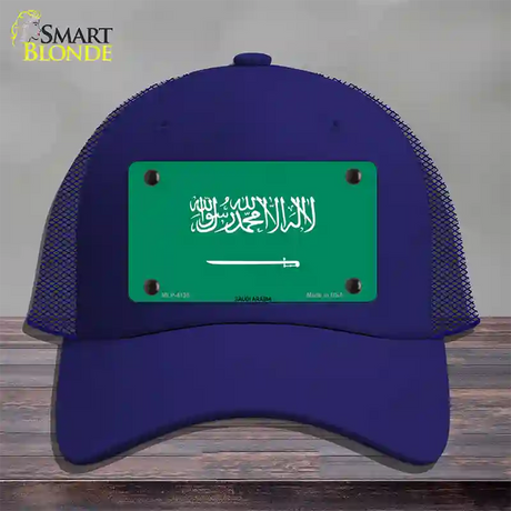 Saudi Arabia Flag Novelty License Plate Hat Mesh / Royal Blue