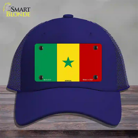 Senegal Flag Novelty License Plate Hat Mesh / Royal Blue