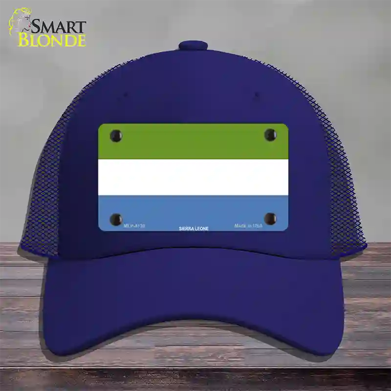 Sierra Leone Flag Novelty License Plate Hat Mesh / Royal Blue